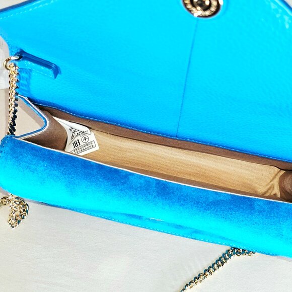 Banana Republic Blue Suede Crossbody Clutch – Gold Ring Closure – NWT - Picture 8 of 16